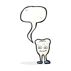 cartoon tooth   with speech bubble