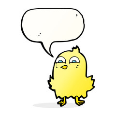 funny cartoon bird with speech bubble