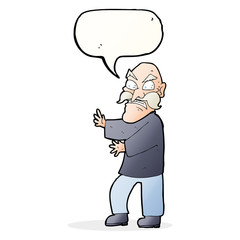 cartoon angry old man with speech bubble