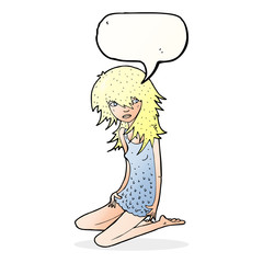 cartoon pretty girl with speech bubble