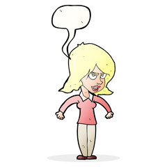 cartoon mean woman with speech bubble