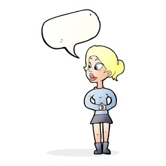 cartoon girl talking with speech bubble