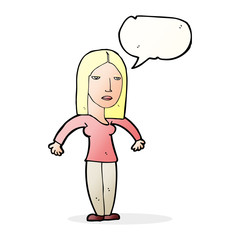 cartoon annoyed woman with speech bubble