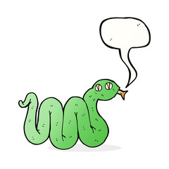 funny cartoon snake with speech bubble