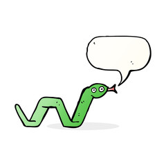 funny cartoon snake with speech bubble