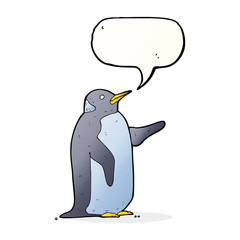 cartoon penguin with speech bubble