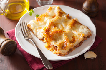 homemade italian lasagna on plate