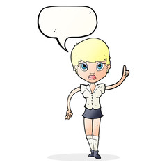 cartoon pretty woman with idea with speech bubble