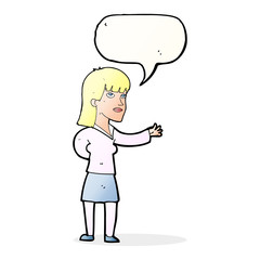 cartoon woman explaining with speech bubble