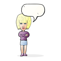cartoon annoyed woman with speech bubble