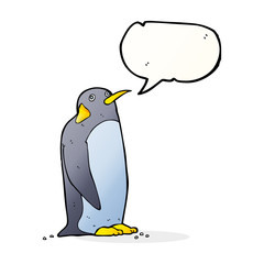 cartoon penguin with speech bubble