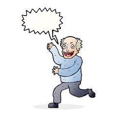 cartoon evil old man with speech bubble