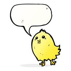 cartoon happy yellow bird with speech bubble