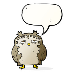 cartoon wise old owl with speech bubble