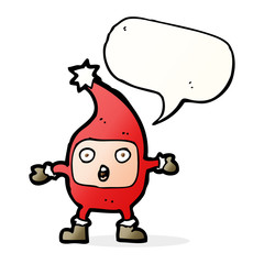 cartoon funny christmas creature with speech bubble