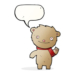 cartoon cute teddy bear with speech bubble