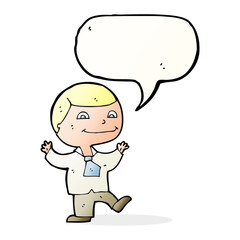 cartoon happy boy with speech bubble