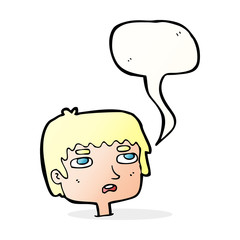 cartoon unhappy face with speech bubble