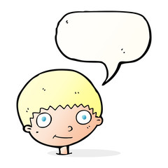 Obraz premium cartoon happy boy with speech bubble