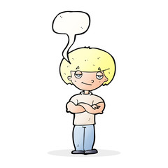 cartoon smug looking man with speech bubble