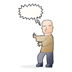 cartoon tough man  with speech bubble