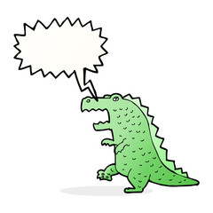Naklejka premium cartoon dinosaur with speech bubble