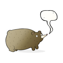 funny cartoon bear with speech bubble