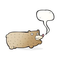 funny cartoon bear with speech bubble