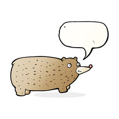 funny cartoon bear with speech bubble