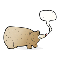 funny cartoon bear with speech bubble
