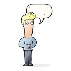 cartoon jaded man with speech bubble