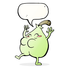 a nice pear cartoon with speech bubble