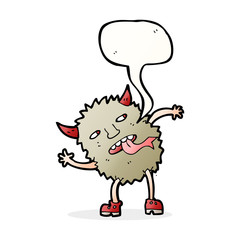 funny cartoon monster with speech bubble