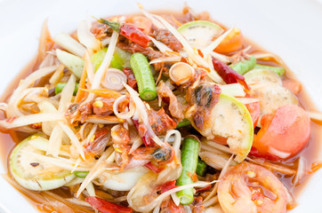 papaya salad with pickled shellfish