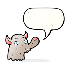cartoon happy wolf with speech bubble