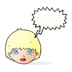 cartoon girl staring with speech bubble