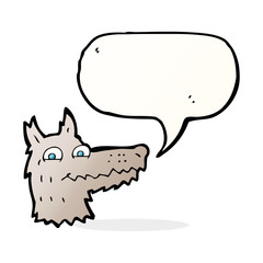 cartoon wolf head with speech bubble