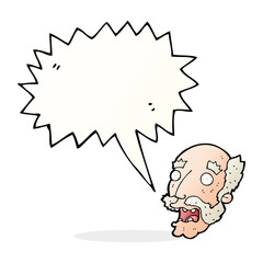 cartoon shocked old man with speech bubble