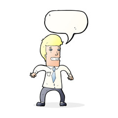 Fototapeta premium cartoon nervous businessman with speech bubble
