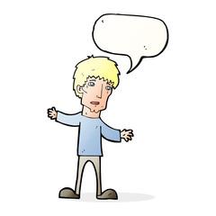 cartoon worried man with speech bubble