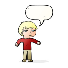cartoon annoyed boy with speech bubble