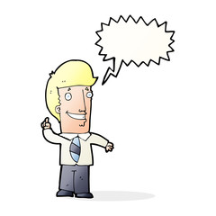 cartoon office man with idea with speech bubble
