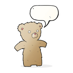cartoon teddy bear with speech bubble