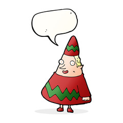 cartoon elf with speech bubble
