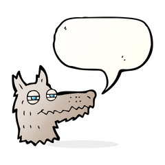 cartoon smug wolf face with speech bubble