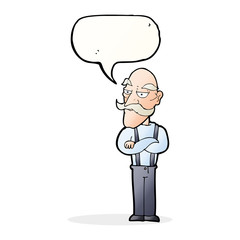 cartoon bored old man with speech bubble