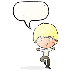 cartoon excited boy with speech bubble