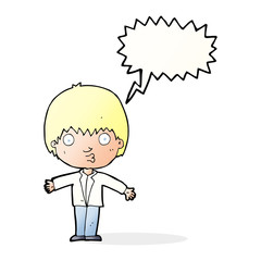 cartoon amazed boy with speech bubble