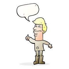 Fototapeta premium cartoon nervous man with speech bubble