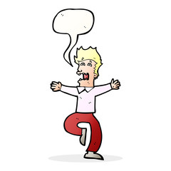 cartoon terrified man with speech bubble